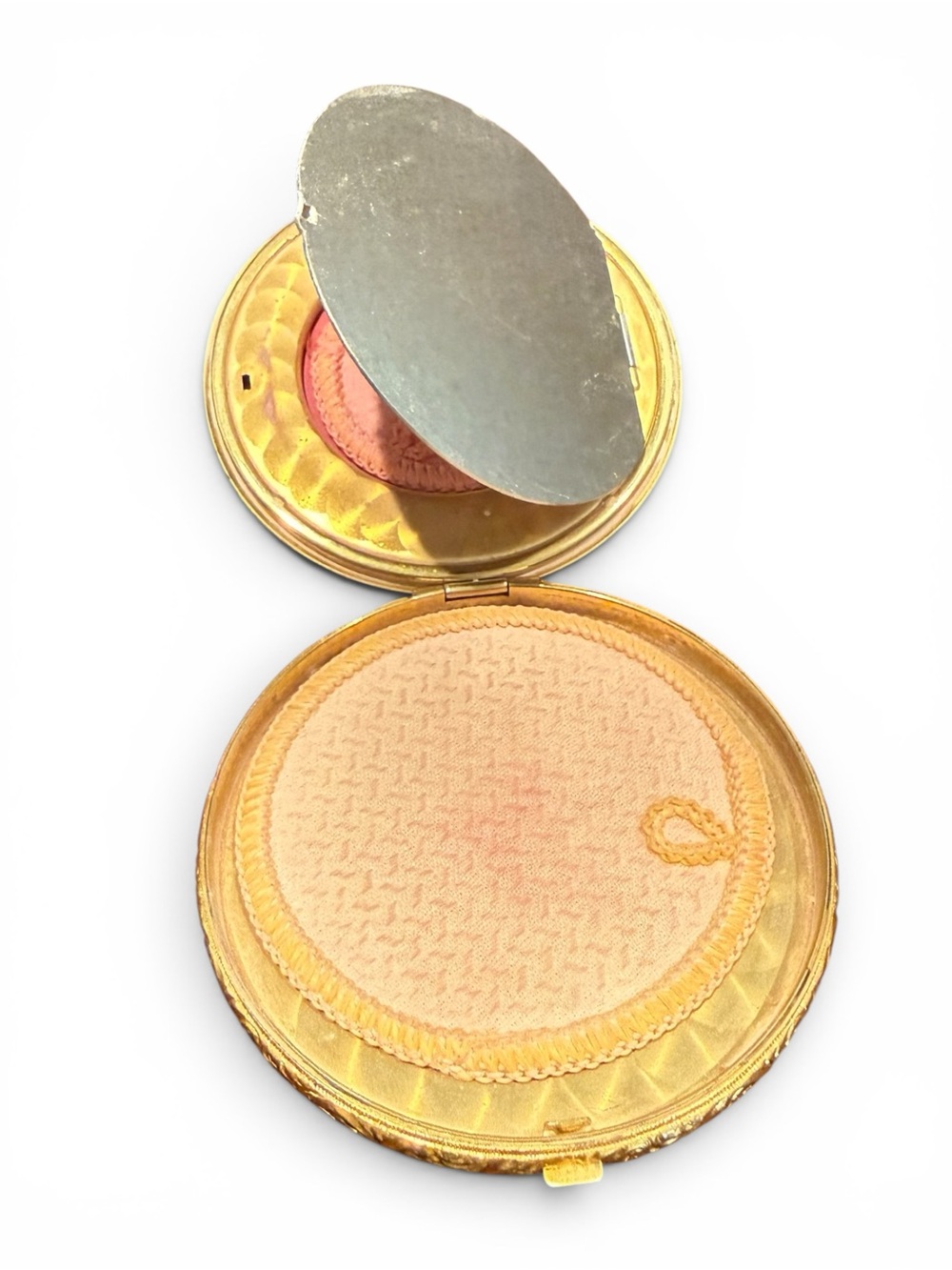 Vintage Black Enamel & Mother of Pearl Compact Powder Case Vanity Compact - Picture 4 of 6